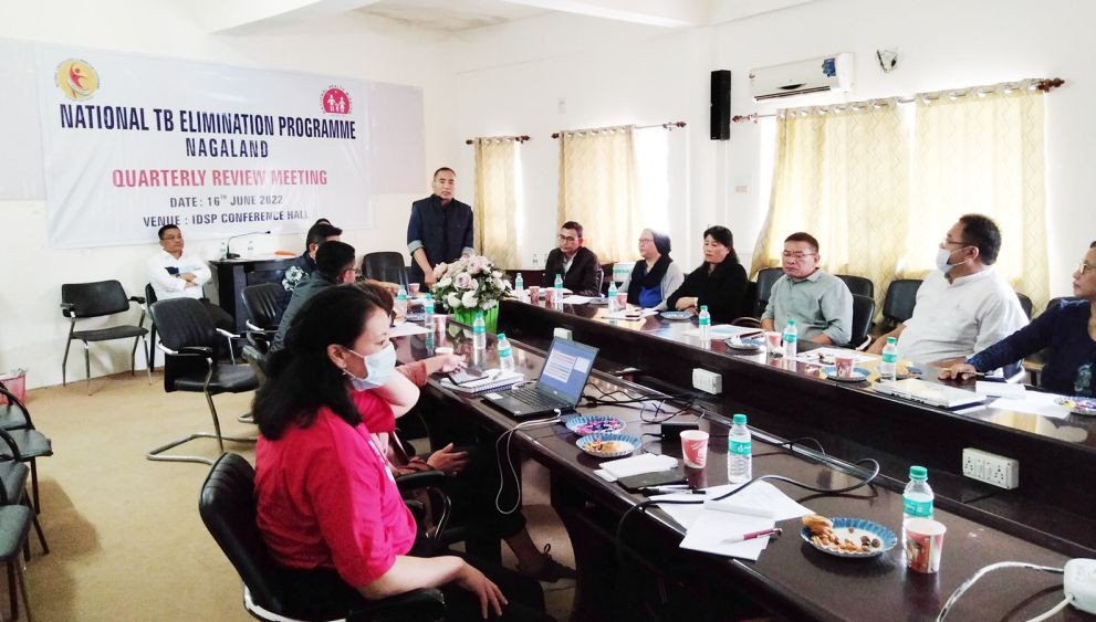 DrThorhusie Katiry, Mission Director (NHM) addressing during 1st quarter review meeting in Kohima on June 16.